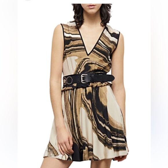 $330 The Kooples Silk Marble Print Mini Dress NWT - Picture 3 of 15